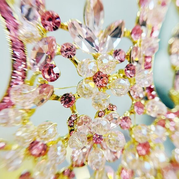 Bridal Tiara Crown, Gold Crystal Beaded Headpiece, Gold Pageant Crown - Picture 6 of 8